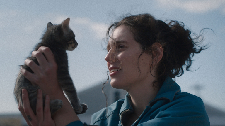 Eva Victor with Kitten in Sorry, Baby